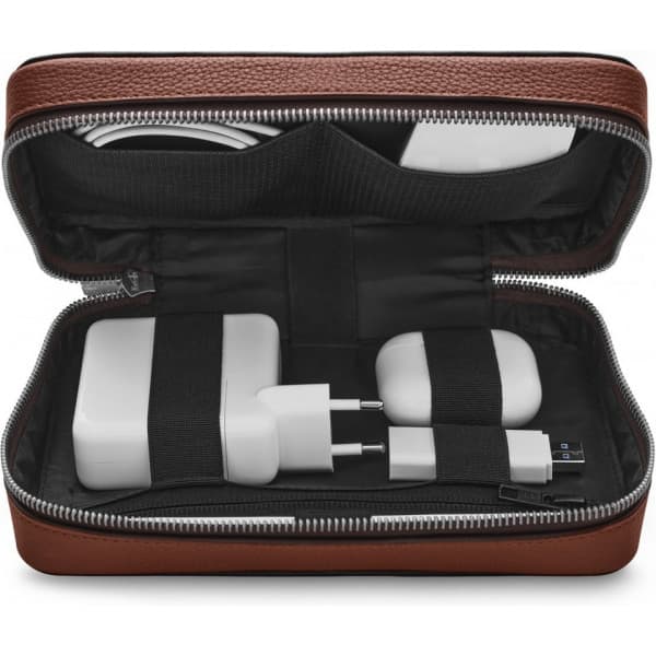 Woolnut Leather Tech Organizer - tilbehørstaske, konjakk