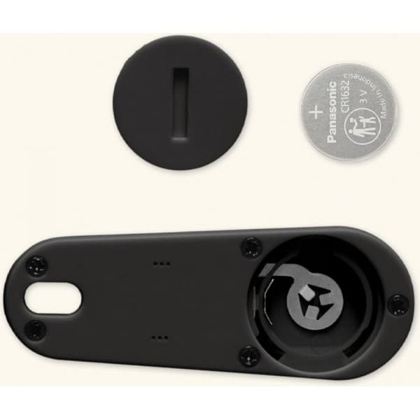 Orbitkey x Chipolo Tracker v2 är en svart spårningsenhet.