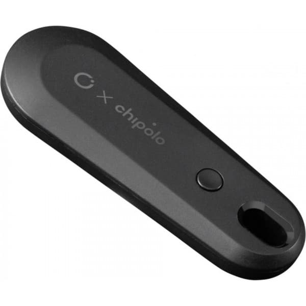 Orbitkey x Chipolo Tracker v2 är en svart spårningsenhet.