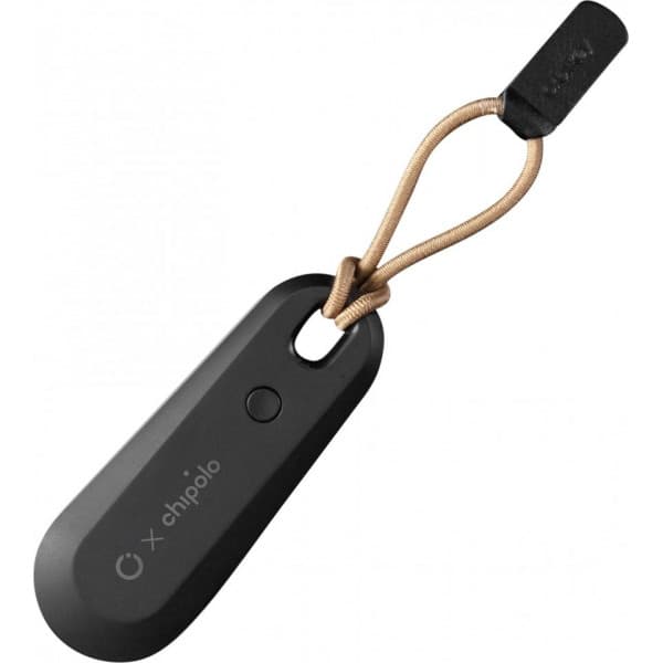 Orbitkey x Chipolo Tracker v2 är en svart spårningsenhet.