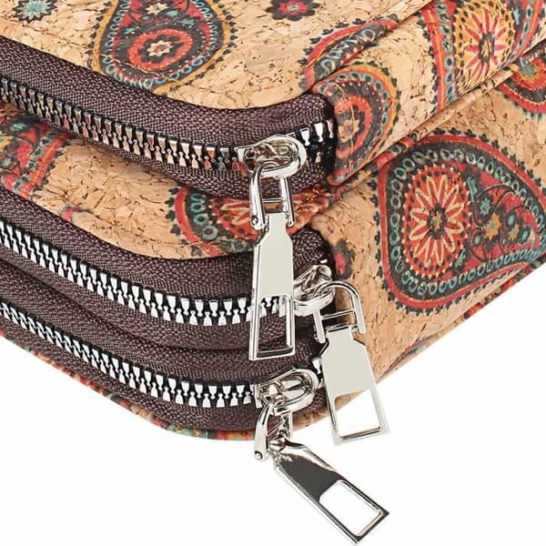 Korkpåse - AVIZAR - Trippelficka med dragkedja - Flerfärgat Paisley-mönster