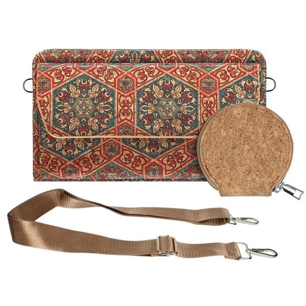 Korkpåse - AVIZAR - Trippel Magnetic Pocket Axelrem - Flerfärgat liljamönster