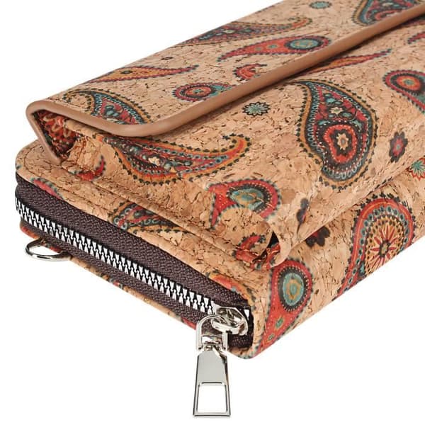 Korkpåse - AVIZAR - Dubbel magnetficka - Flerfärgat Paisley-mönster