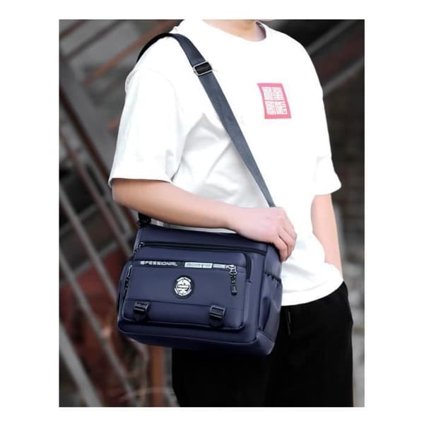 Män One Shoulder Messenger Bag Stor Kapacitet Casual Fashion Messenger Bag - Blå