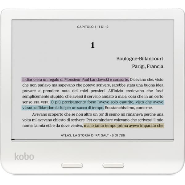 Kobo Libra Colour 7" -e-boglæser, hvid Hvid