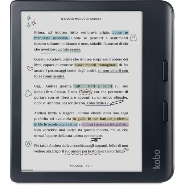 Kobo Libra Colour 7" -e-kirjojen lukulaite, musta