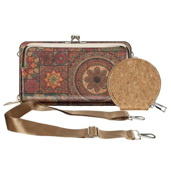 Sacoche - AVIZAR - Mandala Multicolore - Liège - Bandoulière - Dubbel Ficka