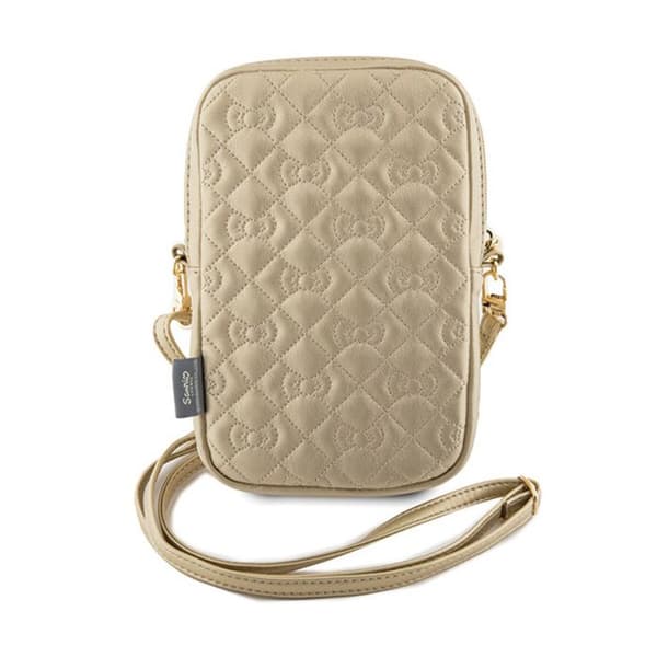 Axelväska för telefon - Hello Kitty - Kvadra Bows Rem - Ekoleder - Guld - 19x12x3 cm