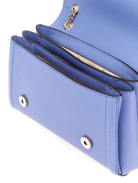 GUESS Axelväska i ljusblå för kvinnor - Noelle Covertible Xbody Flap Bag Stormy Blue 300464