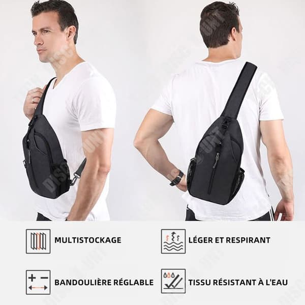 TD Sling Bag för män Vattentät gymryggsäck med flera fickor för utomhusvandring