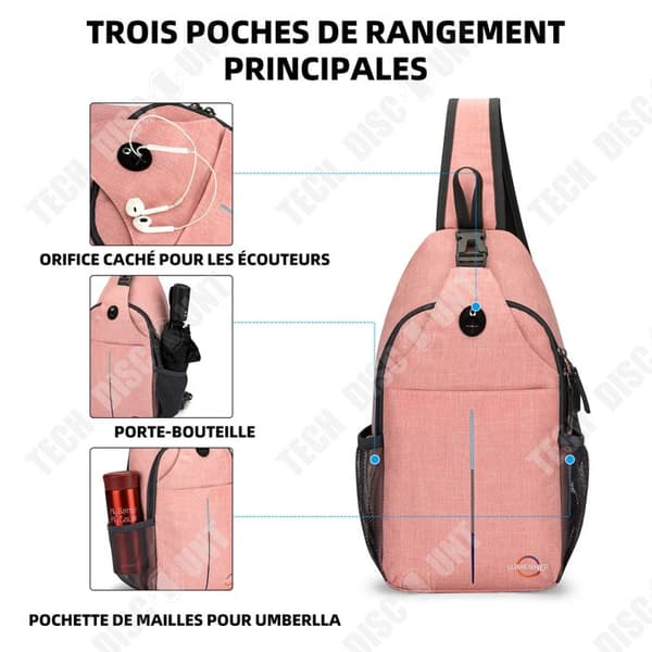 TD Liten crossbody väska dam axelväska axelväska för kvinnor ryggsäck med hudvänlig axelrem rosa