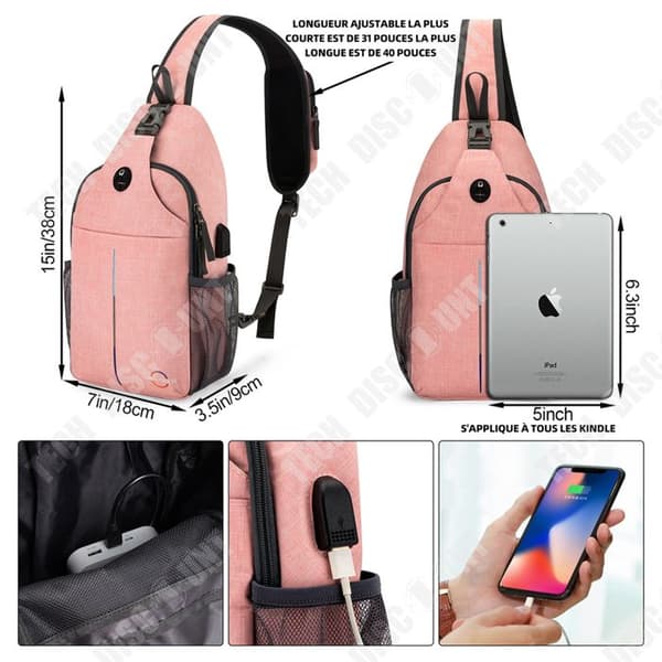 TD Liten crossbody väska dam axelväska axelväska för kvinnor ryggsäck med hudvänlig axelrem rosa