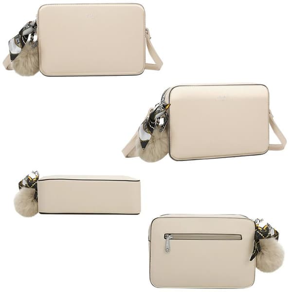 Sac bandoulière för kvinnor dekorerad med en pompon och en halsduk Gallantry beige