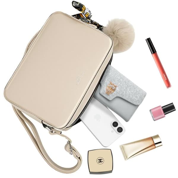 Sac bandoulière för kvinnor dekorerad med en pompon och en halsduk Gallantry beige