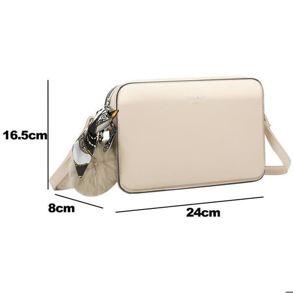 Sac bandoulière för kvinnor dekorerad med en pompon och en halsduk Gallantry beige