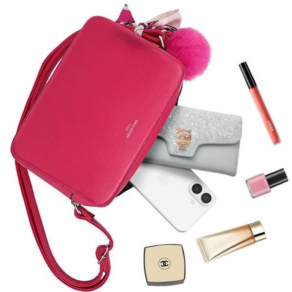 Sac Bandoulière för Kvinna Dekorerad med en Pompom och en Sjal Gallantry Fuchsia