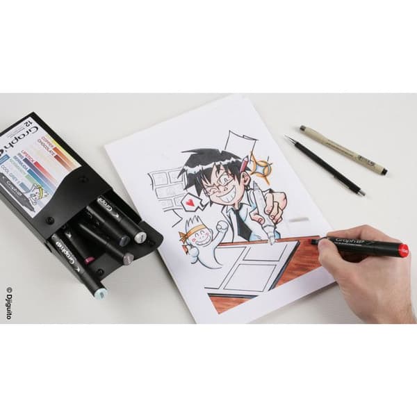 Set med 12 alkoholmarkörer Graph'it Manga-färger