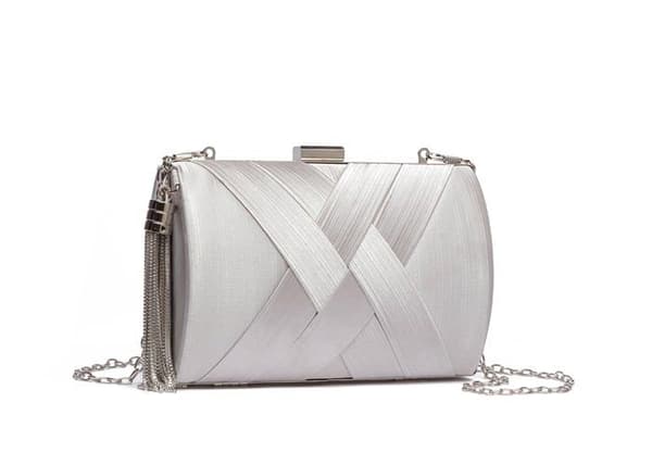 Pochette a hand Kollektion alessandro Clutchväska Sydney i mjukt tyg 17 x 11 x 7 cm, silverfärgad, One size