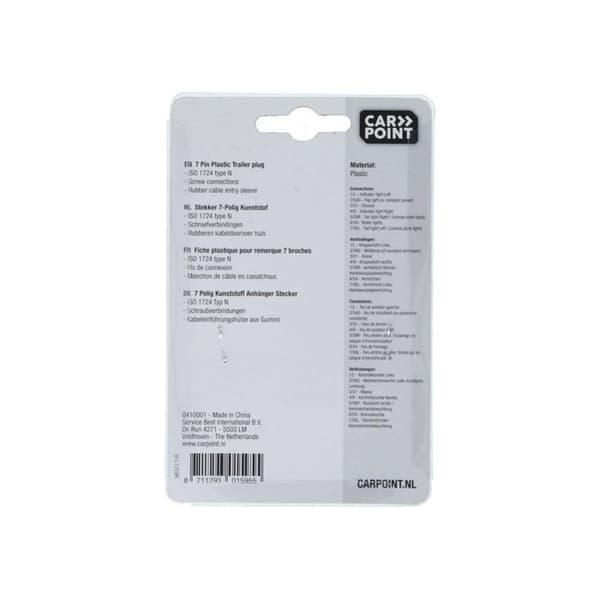 Trailerplugg - CARPOINT - 0410001 - 7 polig - Plast - Svart