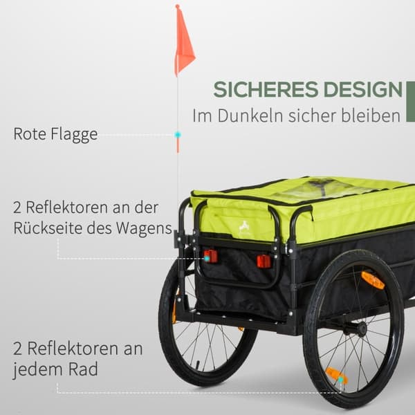 Rootz Bike Cargo Trailer - Handkärra - Stålram - Avtagbar Oxford-väska - Stora luftfyllda hjul - Reflexer - Svart+Gul - 130cm x 64cm x 103cm