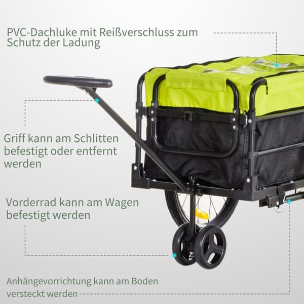 Rootz Bike Cargo Trailer - Handkärra - Stålram - Avtagbar Oxford-väska - Stora luftfyllda hjul - Reflexer - Svart+Gul - 130cm x 64cm x 103cm