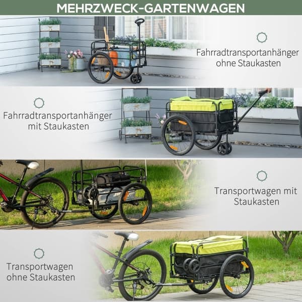 Rootz Bike Cargo Trailer - Handkärra - Stålram - Avtagbar Oxford-väska - Stora luftfyllda hjul - Reflexer - Svart+Gul - 130cm x 64cm x 103cm