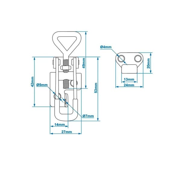 Perävaunun oven lukko 70-81mm säädettävä
