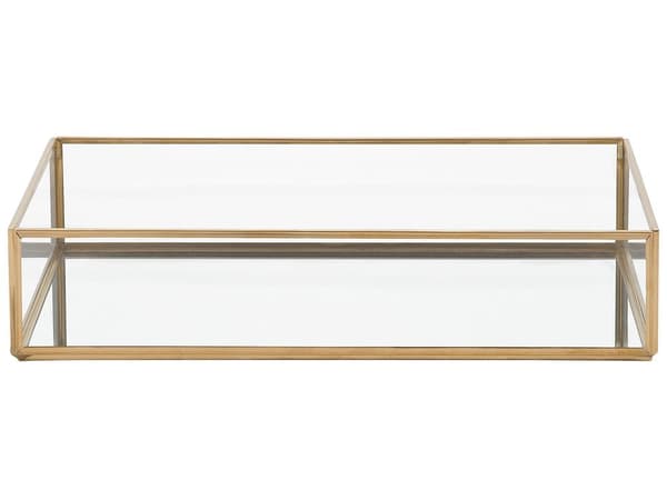Dekorativ Bakke Guld Metal og Glas Rektangulær 30 x 20 cm Accentstykke
