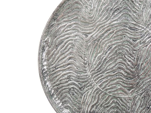 Koristetarjotin hopea metalli 49 cm avoin pyöreä glamour retro tyyli