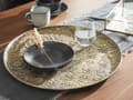 Miniatyrbillede 2 af 6: Dekorativ Bakke Guld Metal Gennembrudt Rund 49 cm Retro Glamourøs Stil