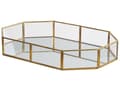 Miniatyrbillede 1 af 5: Serveringsbakke Guld Messing og Glas 32 x 22 cm Dekorativ Lille Bakke med Spejl Ottekantet form Accentstykke til Bloklys Stue Soveværelse