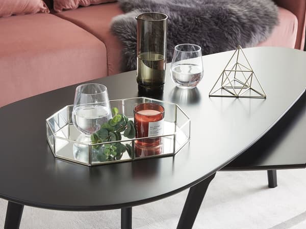Serveringsbakke Guld Stål og Transparent Glas 32 x 22 cm Dekorativ Lille Bakke i Ottekantet form Accentstykke til Bloklys Stue Soveværelse