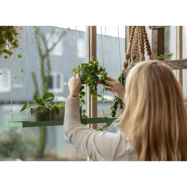 Esschert Design hængende plantebakke str. L rektangulær grøn