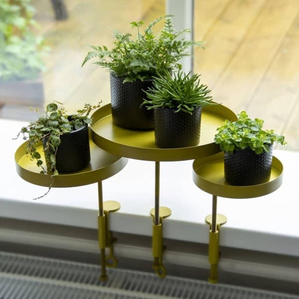 Esschert Design plantebakke med klemme str. M rund guldfarvet