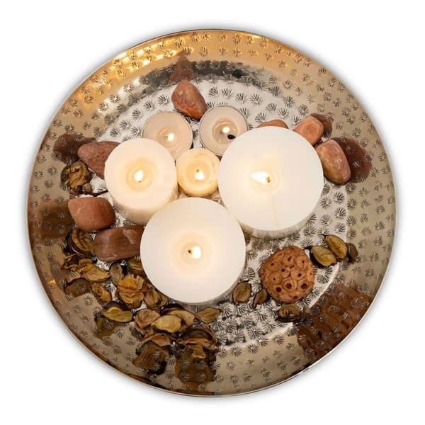 Deco Tray Ø 28 cm runt silver-dekorativt bricka Candlelight Tray