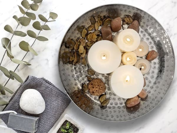 Deco Tray Ø 28 cm runt silver-dekorativt bricka Candlelight Tray