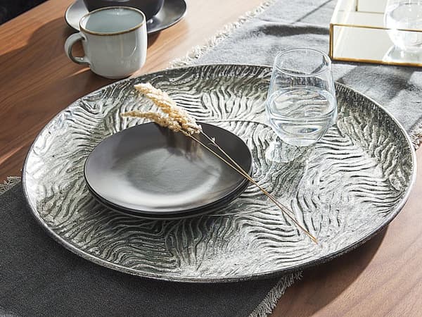 Dekorativ Bakke Sølv Metal Rund 49 cm Retro Glamourøs Stil