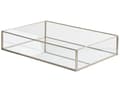 Miniatyrbilde 1 av 5: Dekorativt brett Sølv Metall Glass 30 x 20 cm Fat Oppbevaring Servering Tilbehør Dekorasjon Speilbrett Glamorøs stil