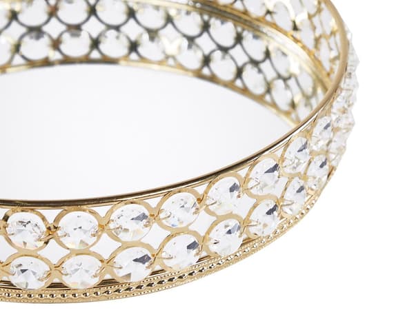 Dekorativt Brett Gull Jern Glass Speilet Rundt Bordplate Glamour