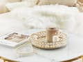 Miniatyrbilde 2 av 6: Dekorativt Brett Gull Jern Glass Speilet Rundt Bordplate Glamour