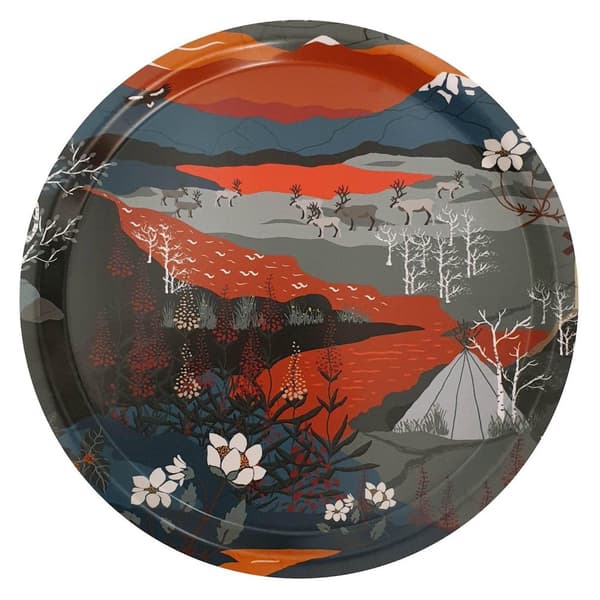 Fjällvandring Rund Bricka 31 cm - Orange