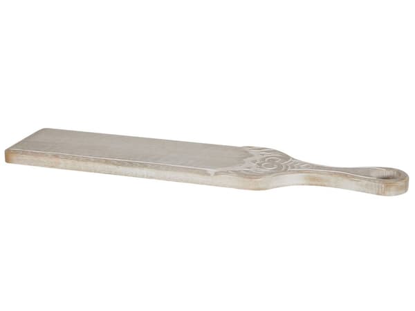Tarjotin vaalea mangopuu 62 x 14 cm käsintehty kuvioitu suorakulmainen rustiikkinen