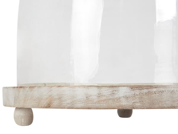 Glasklokke Lyst Træ ø 29 cm Kagefad med Fod Design Kageopsats med Låg Tilbehør Dessert Kageholder med Træbund