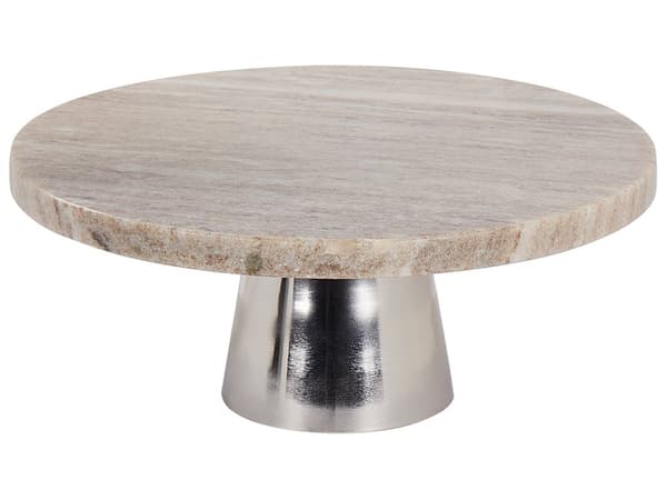 Kagestativ Beige og sølvmarmor Rustfrit stål 28 x 28 x 12 cm Dekorativ stilfuld udskåret serveringsbakke Konditorholder