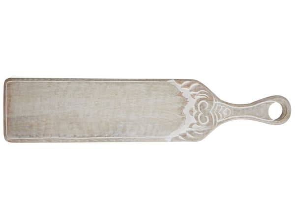 Kakestativ i lys mangotre 62 x 14 x 2 cm Dekorativt, stilfullt utskåret serveringsbrett Kakeholder