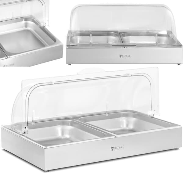 Morgenbuffet vitrineskab med rolltop dæksel 2x GN 1/2 2x 4 l