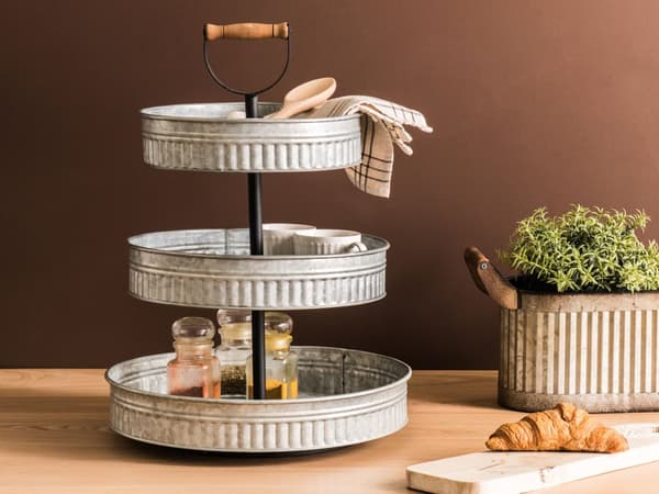 Kageopsats Sølv Jern ø 38 cm Moderne Kagestativ 3 Etagers Dessert Holder til Kager Cupcake Holder