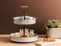 Miniatyrbillede 4 af 6: Kageopsats Sølv Jern ø 38 cm Moderne Kagestativ 2 Etagers Dessert Holder til Kager Cupcake Holder