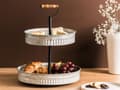 Miniatyrbillede 2 af 6: Kageopsats Sølv Jern ø 38 cm Moderne Kagestativ 2 Etagers Dessert Holder til Kager Cupcake Holder
