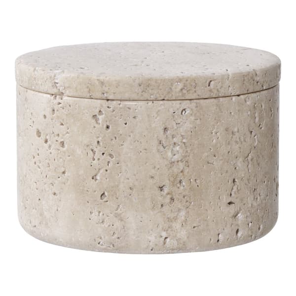 Krukke, Travertin Opbevaring, Ø10x6.5 cm, Naturlig